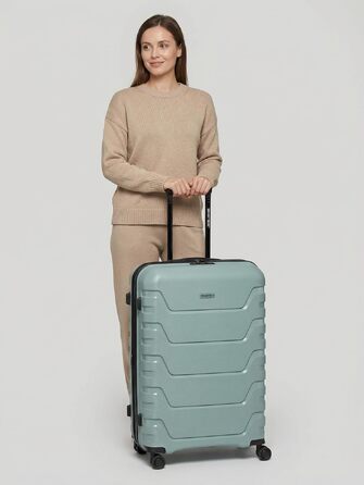 Валіза Smartbox Koffer M розширена 66 см, місткість 71–80 л, легкий дорожній тролей на 4 колесах з поліпропілену, TSA замок, м'ятний колір (Edition 01, L+)