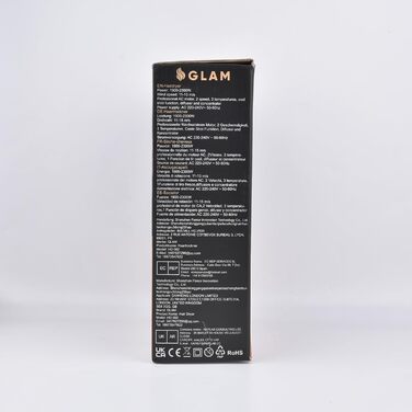 Потужний фен для волосся GLAM Profi 2300 Вт з іонізацією, AC-мотором, 2 швидкостями, 3 температурними режимами, холодним обдувом, дифузором і концентратором, чорний – професійна сушка волосся