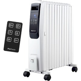 Масляний радіатор Pro Breeze Premium 2500Вт, енергозберігаючий, електричний, 10 секцій, цифровий дисплей, пульт, 4 режими нагріву, таймер 24 год, термостат, захист від перегріву