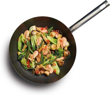 Wok MasterClass 30 см, 2 мм, вуглецева сталь, антипригарне покриття, сталевий ручка, для індукції, до 250°C