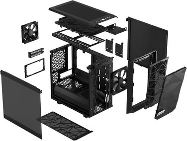 Корпус Fractal Design Meshify 2 Nano Black TG Dark Tint, скляна панель, чорний, компактний формат, для ігрового ПК