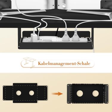 Електричний підйомний стіл JUMMICO 200x100 см, ергономічний письмовий стіл для роботи сидя-стоя з зарядним пристроєм та системою кабель-менеджменту, чорний
