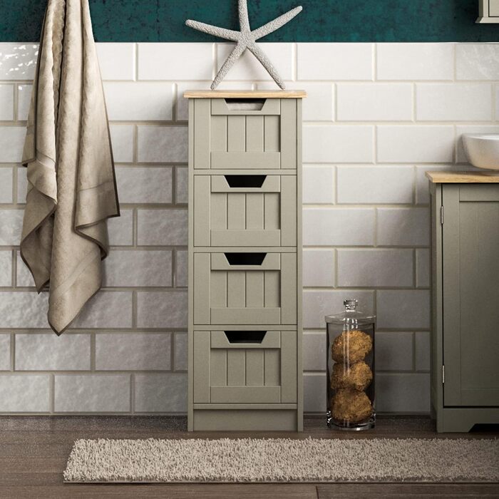 Сіра шафа для ванної Bath Vida Priano, 4 шухляди, МДФ