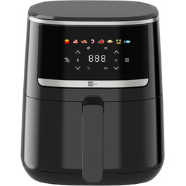 Аерофритюрниця aeco COMPACT 4,3 л з цифровим сенсорним дисплеєм, 1500 Вт, 8 програм, регулювання температури 80-200°C, компактна, з рецептурником