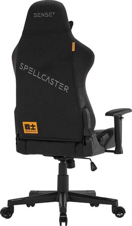 Ігрове крісло SENSE7 Spellcaster Senshi, ергономічне, з регульованою спинкою та підлокітниками, лендекуш, тканинне, 150 кг, чорне, для ПК