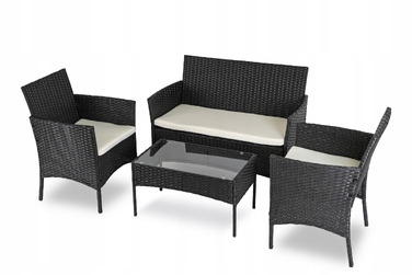 Комплект садових меблів MEBEL ELITE з пластику, чорний, 4 предмети
