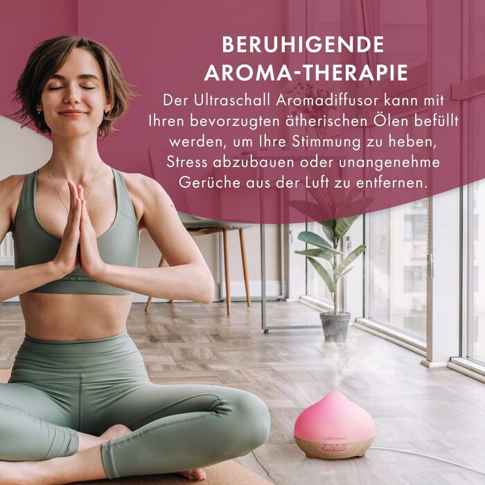 Ультразвуковий аромадифузор The Body Source 300 мл з LED-підсвіткою, таймером і зволожувачем повітря для ефірних олій — ароматерапія для дому, офісу, спа