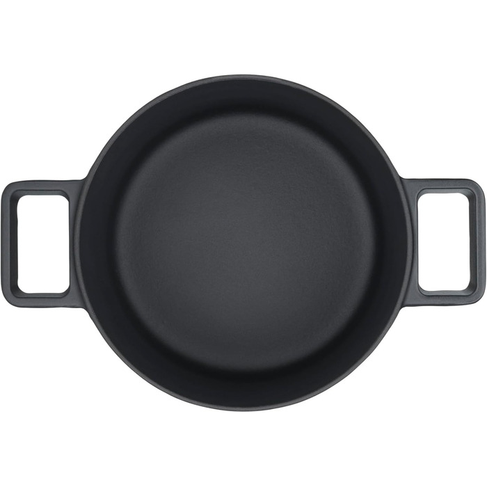 Жаровня WMF Flavour 22 см, чавунна, для індукції, емальована, чорна, з кришкою з конденсаційними виступами, сучасний дизайн