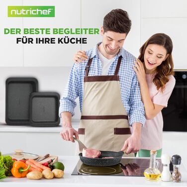 Набір посуду NutriChef 22 предмети антипригарний мармуровий: сковороди, каструлі, аксесуари для кухні (індукція, посудомийна машина)