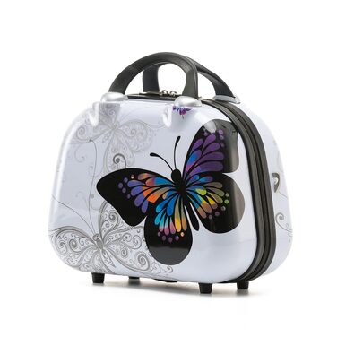 Набір дорожніх валіз BEIBYE Butterfly 2060 з TSA-замком, 4 предмети: жорстка оболонка, включаючи ручну поклажу та косметичку (розмір S, Beautycase)