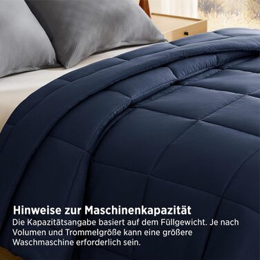 Всесезонна ковдра BEDSURE 240x220 см, стібана ковдра Oeko-TEX, середній рівень наповнення, синя