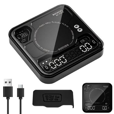 Ваги для кави BOOKOO з таймером, 0.1г, Bluetooth, USB - Еспресо та Pour-Over