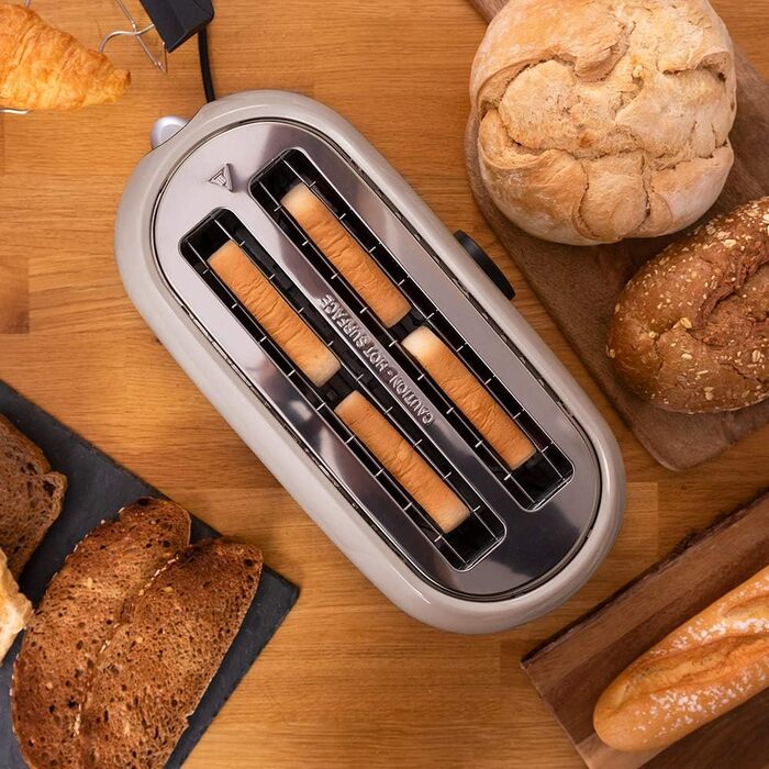 Тостер Cecotec ClassicToast 15000 Yellow Extra Double 1500 Вт, на 4 тости, з широкими слотами, 3 функції, LED-підсвітка, бежевий