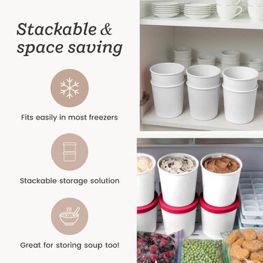 Контейнери для морозива StarPack 'Freeze The Day' 2 шт, 1 квирта, силіконові кришки, BPA-free, багаторазові, штабельовані, колір: шавлія та рожевий