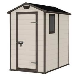 Сарай садовий Keter Manor 4x6S, 3.8 м³, пластик, бежевий, 130x192x198 см - водонепроникний для вулиці