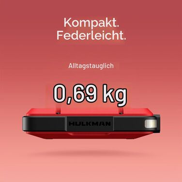 Бустерний пускач HULKMAN Alpha Ultra Red 1000A 37Wh для автомобіля 12V, портативний jump starter для бензинових (до 6.5L) та дизельних (до 3.0L) двигунів, IP65, LED-дисплей
