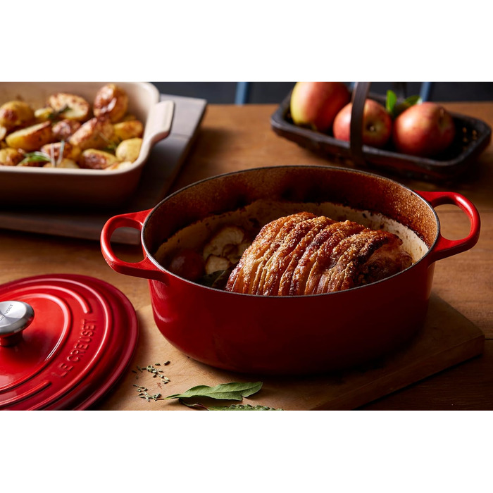 Le Creuset Signature Bräter aus Gusseisen mit Deckel, 35 см, овальний, 8,9 л, Kirschrot
