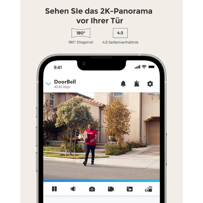 Відеодзвінок Reolink 5MP PoE з Чаймом, UHD, 180° Ultraweitwinkel, двосторонній аудіо, розпізнавання осіб, водонепроникний, з сигналізацією, сумісний з NVR