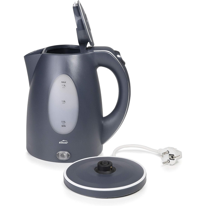 Електричний чайник Lacor 2200 Вт, BPA-free, 1.3 л, сірий