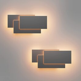 Klighten LED настінні світильники 24W, 2 шт, сучасні, для вітальні, спальні, коридору, теплий білий 3000K, темно-сірі