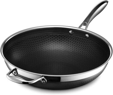 Wok HexClad 30 см з антипригарним покриттям, індукційний, підходить для всіх плит, можна мити в посудомийній машині та використовувати в духовці, ручка що не нагрівається