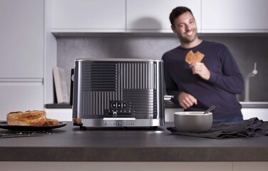 Тостер Russell Hobbs Geo Edelstahl Grau на 2 тости, нержавіюча сталь, 6 режимів, розморожування, підігрів, широкі слоти для хліба