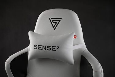 Ігрове крісло SENSE7 Spellcaster Senshi Edition, ергономічне, PU-шкіра, білий, з регульованою спинкою і подушкою для попереку, максимальне навантаження 150 кг