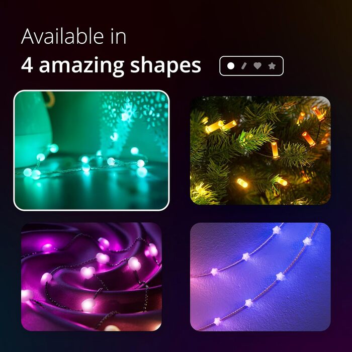 Гірлянда Twinkly Strings Pearls 200 LED, перлинна форма, RGB, багатокольорова, сумісна з Alexa та Google Home, для геймінгу, USB-C, зелений кабель, 2 x 6 м