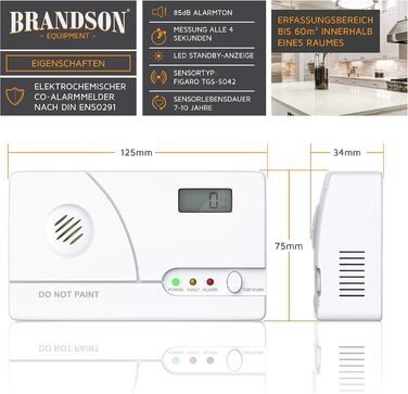 Датчик CO2 Brandson: вимірювач якості повітря, сенсор CO2, термометр, гігрометр, будильник, індикатор рівня CO2