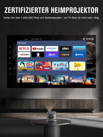Смарт-проектор VISSPL 4K Home Cinema, 30000 Люмен, 3D Dolby Audio, Автофокус, WiFi 6, Bluetooth, 360° підставка, сірий