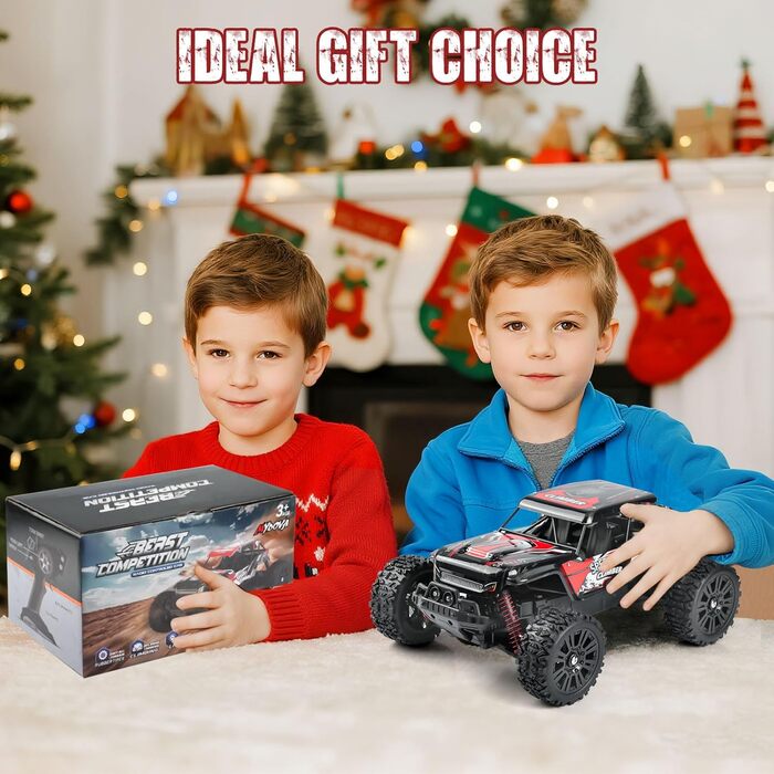 Радіокерований позашляховик Monstertruck 2.4GHz, 25 км/год, червоний - DIY збірка, великий розмір, для дорослих та дітей