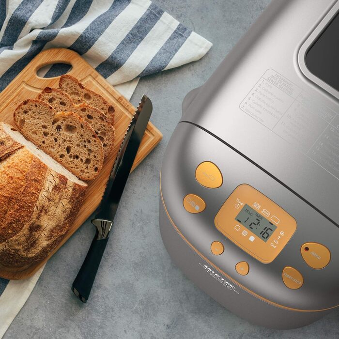 Хлібопічка Imetec La Panetteria +Zeroglu для хліба, чіабати, булочок і кексів з натурального та безглютенового борошна, 20 програм, 2 лопатки, контроль температури, з рецептурником