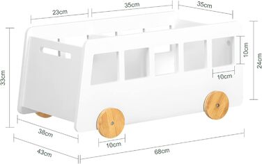 Дитяча полиця для іграшок і книг SoBuy KMB41-W, органайзер, біла, 68x33x43 см