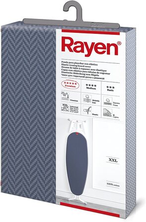 Rayen Універсальний чохол для прасувальної дошки, еластичний, 4 шари (поролон, 100% бавовна, титанове покриття), преміум, XXL, 150x55 см, темно-синій