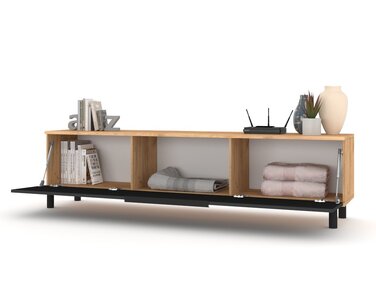 Підлогова ТВ-тумба Комод у вітальню з ручкою SIMPLY Craft, чорний матовий