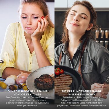 Гриль-сковорода Joeji's Kitchen для індукції з кришкою, 27 см, алюмінієва антипригарна, без ПФОК, для стейків