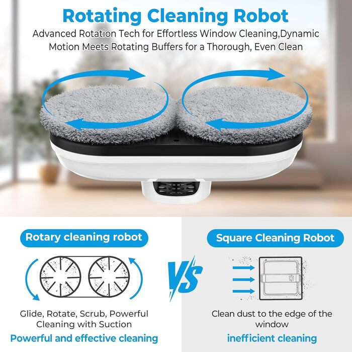 Робот для миття вікон, 5600Pa, з автоматичним розпиленням, 3 режими, інтелектуальна навігація, розпізнавання країв, пульт ДУ, система безпеки та 10 ганчірок для миття