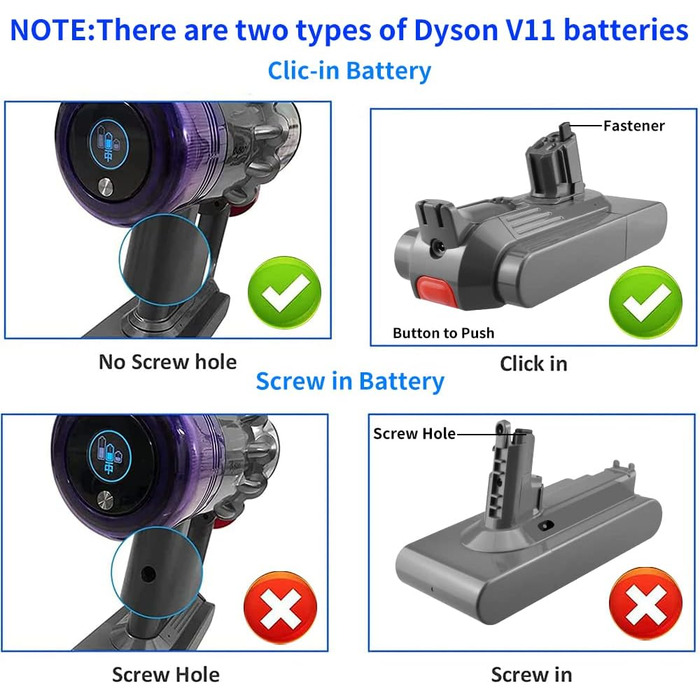 Акумулятор aunstarwei V11 3600mAh 25.2V для пилососа Dyson V11 (Click-in, сумісний: V11 Drehmomentantrieb, Tier, Absolute Pro, Fluffy Extra, 970425-01)