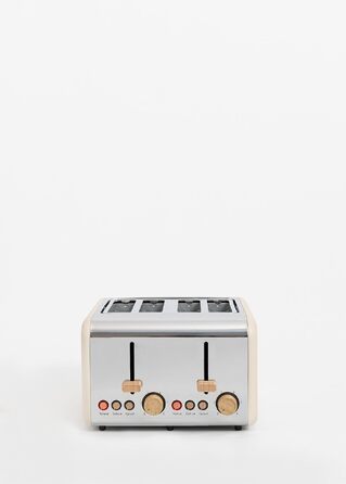 Тостер CREATE TOAST Retro Doble - 6 режимів, піддон для крихт, розморожування, підігрів, 2 широкі слоти, 750W (пісочний)