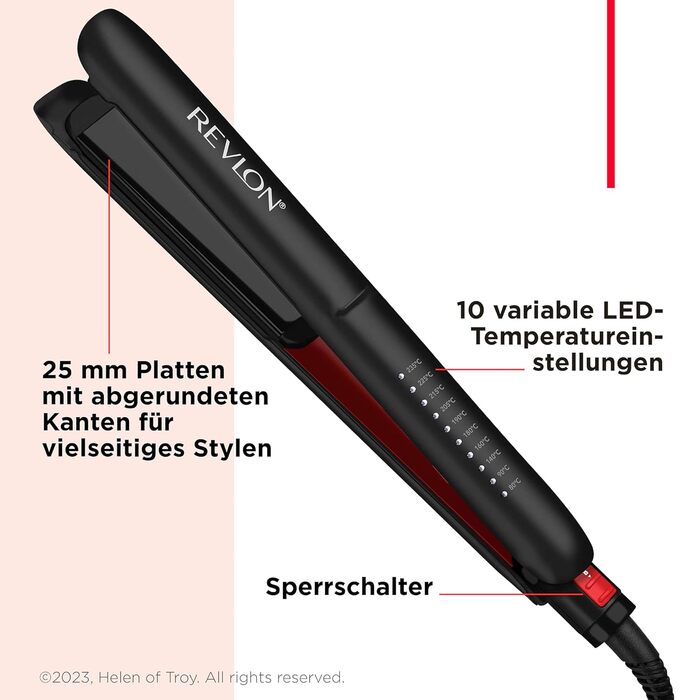 Випрямляч для волосся Revlon SmoothStay 25 мм з інфузією кокосової олії, плаваючі пластини, регульована температура до 235°C, дорожній чохол