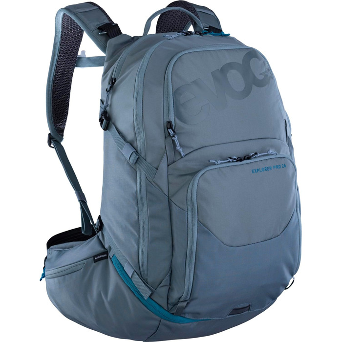 Рюкзак EVOC Explorer Pro 26 л сталевий, з системою вентиляції спини, поясом Airo Flex, відділенням для питної системи та дощовиком – якісний міський та туристичний рюкзак