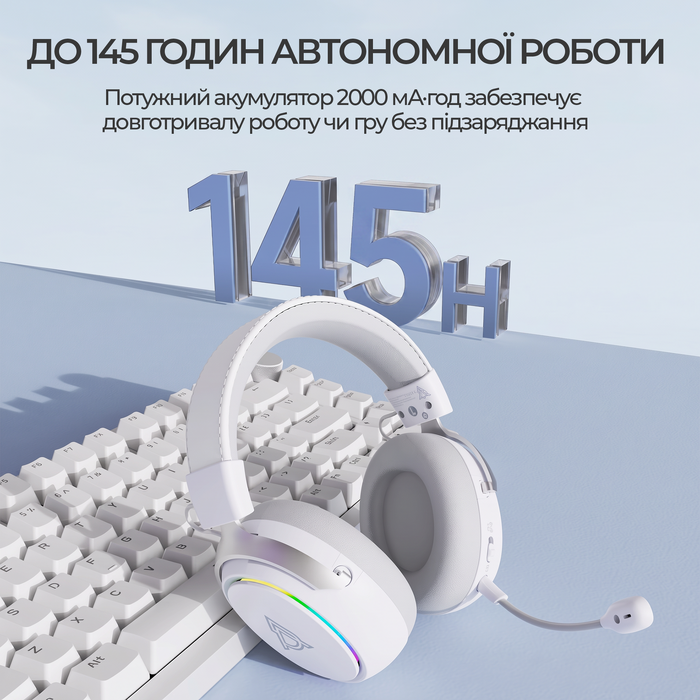 Бездротова ігрова гарнітура Ajazz AHM10 Max White (AHM10-MAX-W)