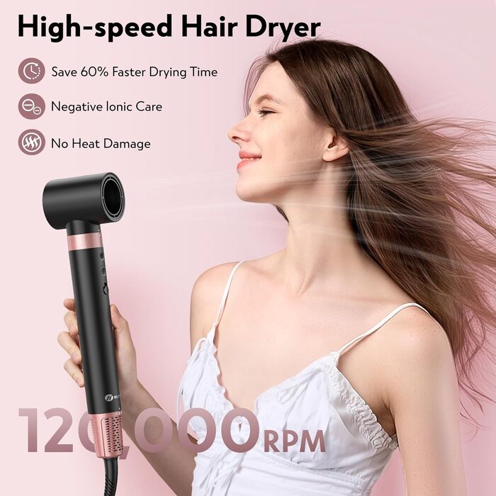 Slopehill Airstyler 5 в 1: Фен-щітка, випрямляч, плойка, для об'єму та укладання волосся (Чорний)