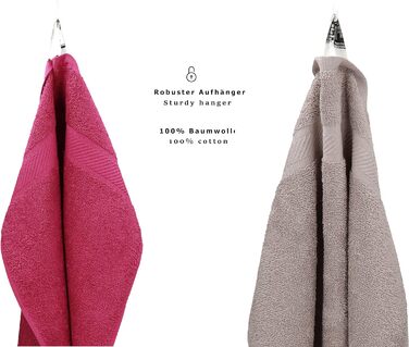 Комплект рушників Betz PALERMO 12 шт., 100% бавовна, різні розміри, кольори журавлина та камінь
