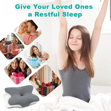 Ортопедична подушка з піни Memory Foam для шиї та голови 63x42.5x13.8/9 см, ергономічна для сну на боці, спині та животі