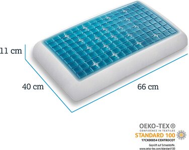 Ортопедична подушка Technogel Deluxe для підтримки шиї – гелеве сертифіковане безпечне подушка для спини та бокового сну з наволочкою, 66x40x11 см