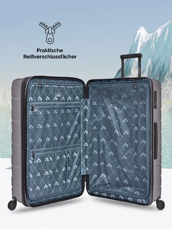 Набір валіз 3 шт. Arctic Silver Metallic - поліпропіленові валізи з розширенням, TSA-замок, подвійні колеса