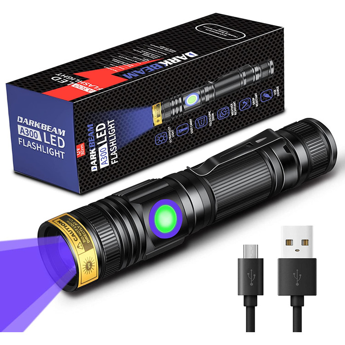 Ультрафіолетовий ліхтар DARKBEAM 365нм, портативний, USB-зарядка, з кліпсою, для виявлення плям тварин, затвердіння смоли