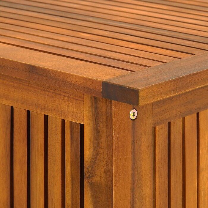 Ящик садовий дерев'яний Casaria Gartenbox з акації 205л, з кришкою, витримує 160кг, для саду, балкона, тераси, вологостійкий, лавка-ящик 115x50 см