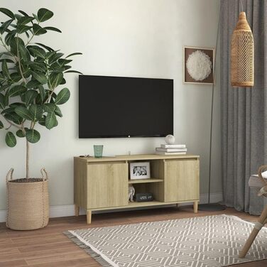 ТВ тумба vidaXL з масиву, комод для телевізора, низький стіл, меблі для HiFi, сонома-дуб, 103,5x35x50 см